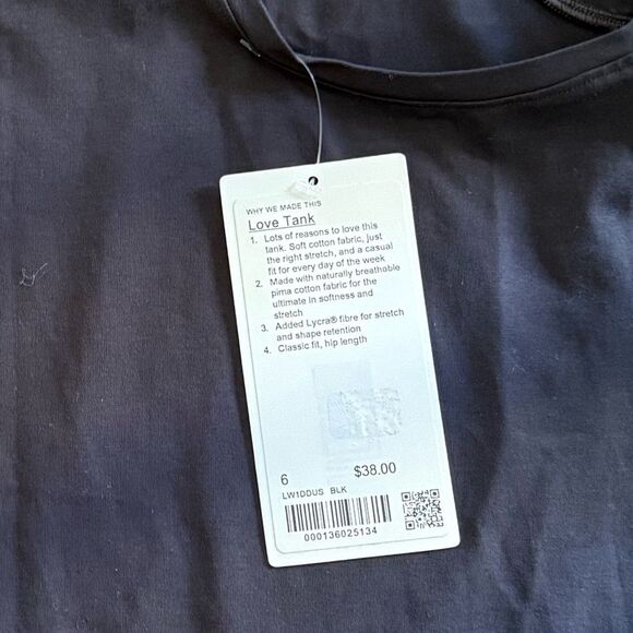 NWT Lululemon Love Tank Black Sz Small - Picture 3 of 3